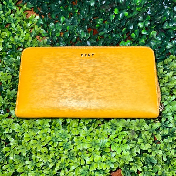 Dkny Bags Nwot Yellow Dkny Leather Zip Wallet Poshmark
